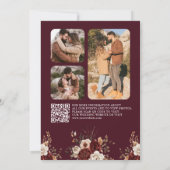 Herfstval Burgundy Bomen QR Code Foto Bruiloft Save The Date (Achterkant)