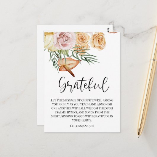 Herfstval dankbaar gelukkig Thanksgiving ansichtka Briefkaart (Voorkant / Achterkant in situ)