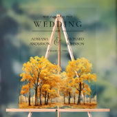 Herfstval Esdoornbomen Bos Bruiloft Welkom Acryl Bord (Neutraal)