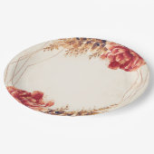 Herfstval Kruiden Bloemige Waterverf Bruiloft Papieren Bordje (Gekanteld)