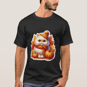 Herfstval Perzische Kat Eigenaar Thanksgiving Moed T-shirt