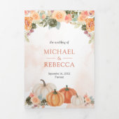 Herfstval Pompoen Bloem Foto QR Code Trouwen Drieluik Uitnodiging (Cover)