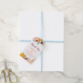 Herfstval Pompoen Bourgondië Bloemige Bedankt Cadeaulabel (Met Touw)