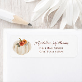Herfstval Pompoen Elegant Script Adres Etiket