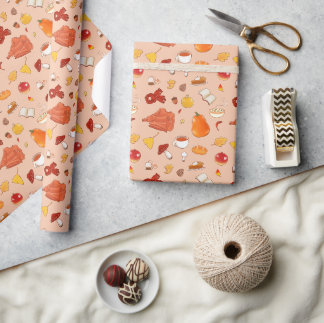 Herfstval Pompoen Paddenstoel Trui Thee Bladeren Cadeaupapier