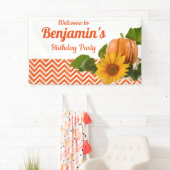 Herfstval Pompoen Verjaardagsfeestje Spandoek (Insitu)