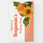Herfstval Pompoen Verjaardagsfeestje Spandoek (Verticaal)