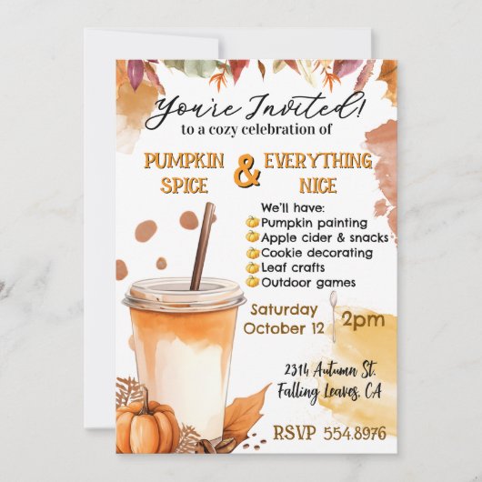 Herfstval Pompoenkruid Feest Uitnodiging (Voorkant)