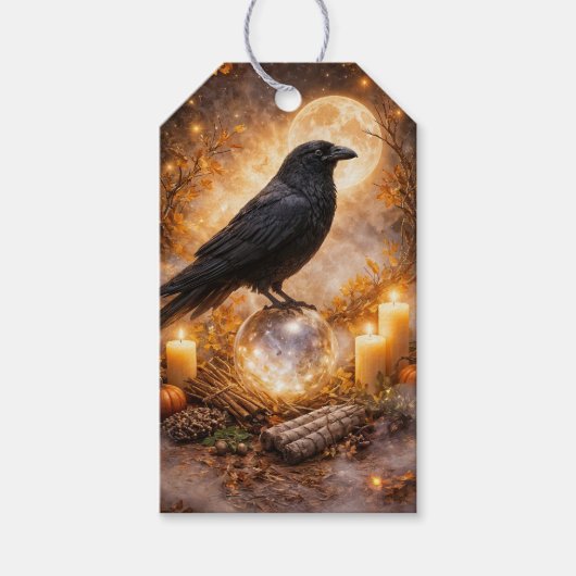 Herfstval Raaf met Kaarsen Cadeaulabel (Voorkant)