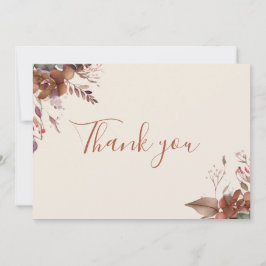 Herfstval Roestige Bloemrijke Elegante Schrift Bedankkaart