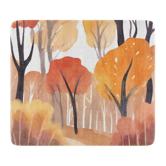 Herfstvalblad bos watercolor bladeren snijplank (Voorkant)