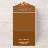 Herfstvalblad Terracotta QR Code Trouw RSVP All In One Uitnodiging (Buitenkant)