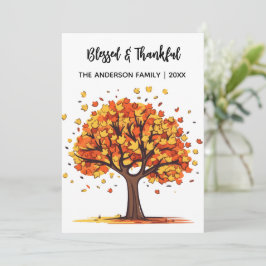 Herfstvalboom Gelukkig Thanksgiving Gezegend Feestdagenkaart