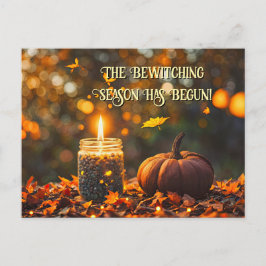 Herfstvalequinox Mabon Kaars Pompoen Feestdagenkaart