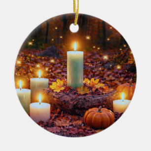 Herfstvalequinox Mabon mystieke kaarsen Keramisch Ornament