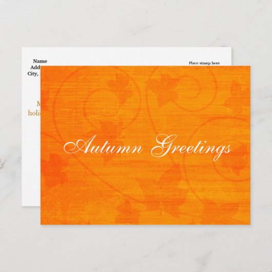 Herfstvalgroeten Bladeren Oranje Ansichtkaart Feestdagenkaart (Voorkant / Achterkant)