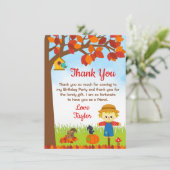 Herfstvalkachtige Jongensvogelverschrikker Verjaar Bedankkaart (Staand voorkant)