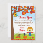 Herfstvalkachtige Jongensvogelverschrikker Verjaar Bedankkaart (Voorkant)