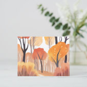 Herfstvalloof bos aquarel bladeren briefkaart (Staand voorkant)