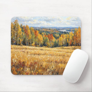 Herfstveld en bos Impasto verf Muismat