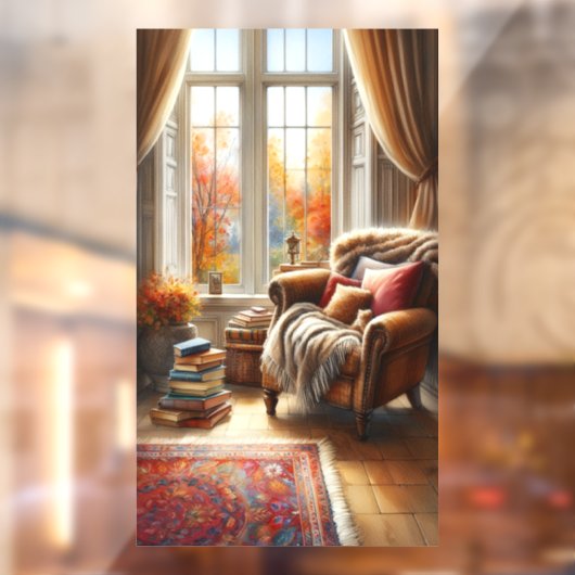 Herfstvenster Uitzicht vensterklemming Raamsticker (Vel 2)