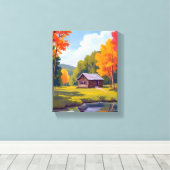 Herfstverblijf Meerzijde Cottage Canvas Afdruk (Insitu (Houten vloer))