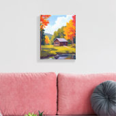 Herfstverblijf Meerzijde Cottage Canvas Afdruk (Insitu (Woonkamer))