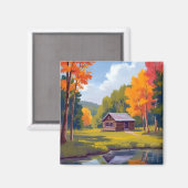Herfstverblijf Meerzijde Cottage Magneet (Voorkant / Achterkant)