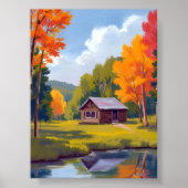 Herfstverblijf Meerzijde Cottage Poster (Voorkant)
