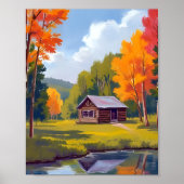 Herfstverblijf Meerzijde Cottage Poster (Voorkant)