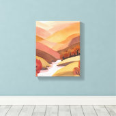Herfstverblijf | Waterverf Landschap van Herfstbla Canvas Afdruk (Insitu (Houten vloer))