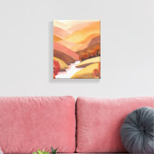 Herfstverblijf | Waterverf Landschap van Herfstbla Canvas Afdruk (Insitu (Woonkamer))
