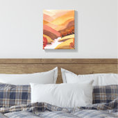 Herfstverblijf | Waterverf Landschap van Herfstbla Canvas Afdruk (Insitu (Slaapkamer))