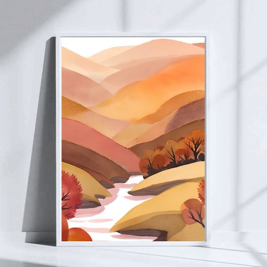 Herfstverblijf | Waterverf Landschap van Herfstloo Poster