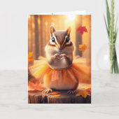 Herfstverjaardag Chipmunk met een Tutu Kaart (Voorkant)