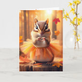 Herfstverjaardag Chipmunk met een Tutu Kaart (Gele Bloem)