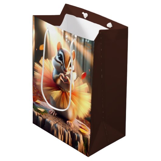 Herfstverjaardag Chipmunk met een Tutu Medium Cadeauzakje (Voorkant Gekanteld)