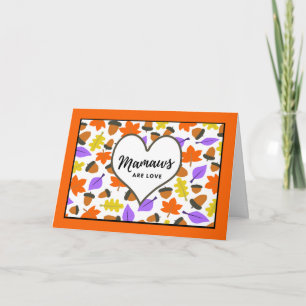 Herfstverjaardag voor Mamaw Kleurrijke bladeren Ei Kaart