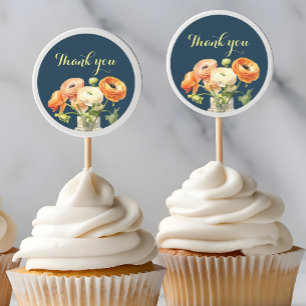 Herfstverjaardagsfeest Herfst Sinaasappels bloemen Ronde Sticker