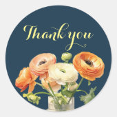 Herfstverjaardagsfeest Herfst Sinaasappels bloemen Ronde Sticker (Voorkant)