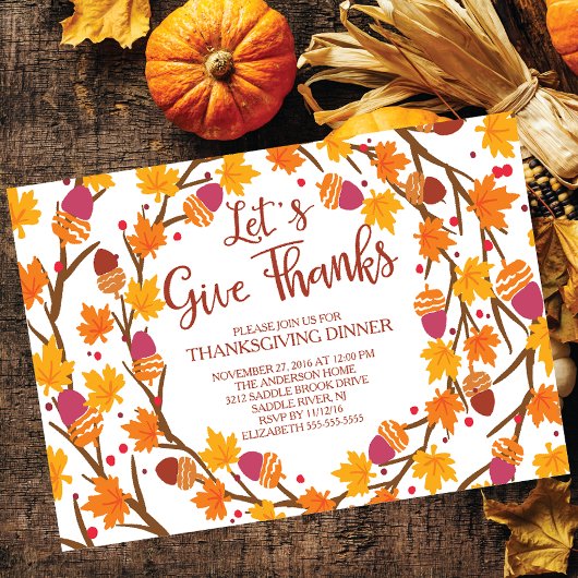 Herfstverlof Laten we Bedankt Thanksgiving diner g Kaart