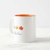  herfstvibe rood Sinaasappel esdoornbladeren Tweekleurige Koffiemok (Voorkant links)