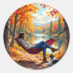 Herfstvibes en Herfst zegeningen Ronde Sticker