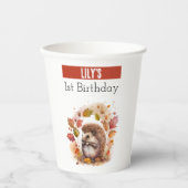 Herfstvibes Hedgehog - 1e verjaardag - Papieren Bekers (Voorkant)