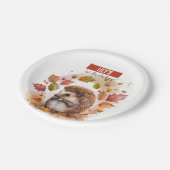 Herfstvibes Hedgehog - Verjaardagsfeest - Papieren Bordje (Gekanteld)