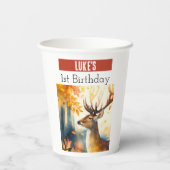 Herfstvibes Herten - 1e verjaardag - Papieren Bekers (Achterkant)