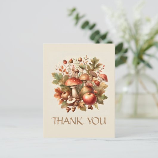 Herfstvibes  natuur paddenstoel eikel appel briefkaart (Staand voorkant)