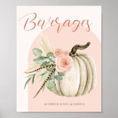 Herfstviering Pompoen Roze Drink Tafelteken Poster (Voorkant)