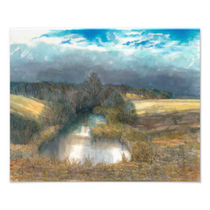 herfstvijver foto afdruk