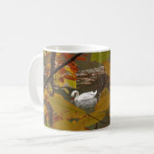 Herfstvijver met zwaan koffiemok (Voorkant links)